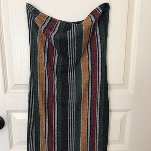 Multicoloured striped tube dress